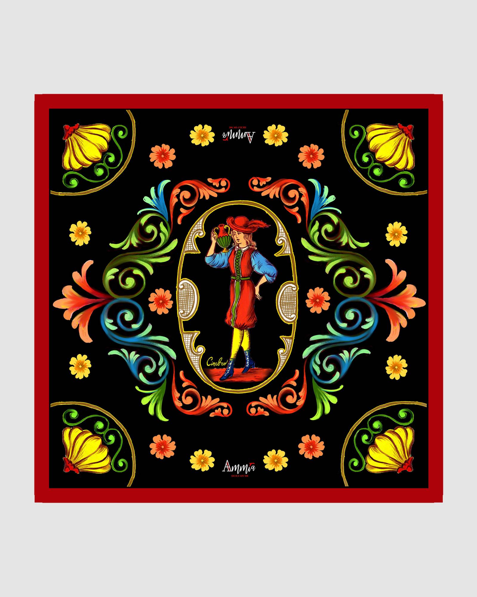 Foulard in seta Donna di Coppe nero 110x110