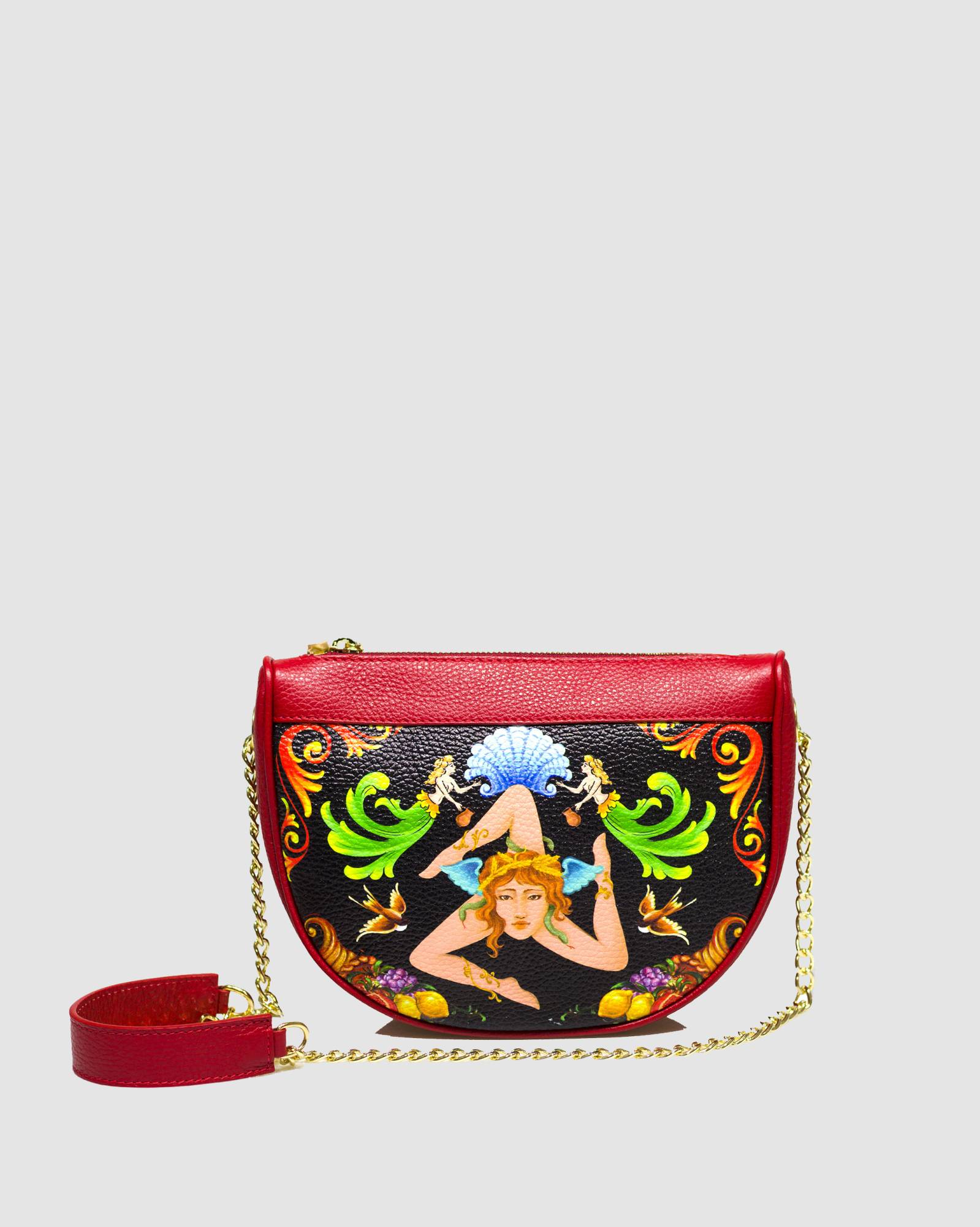 Borsa mezzaluna Trinacria rossa