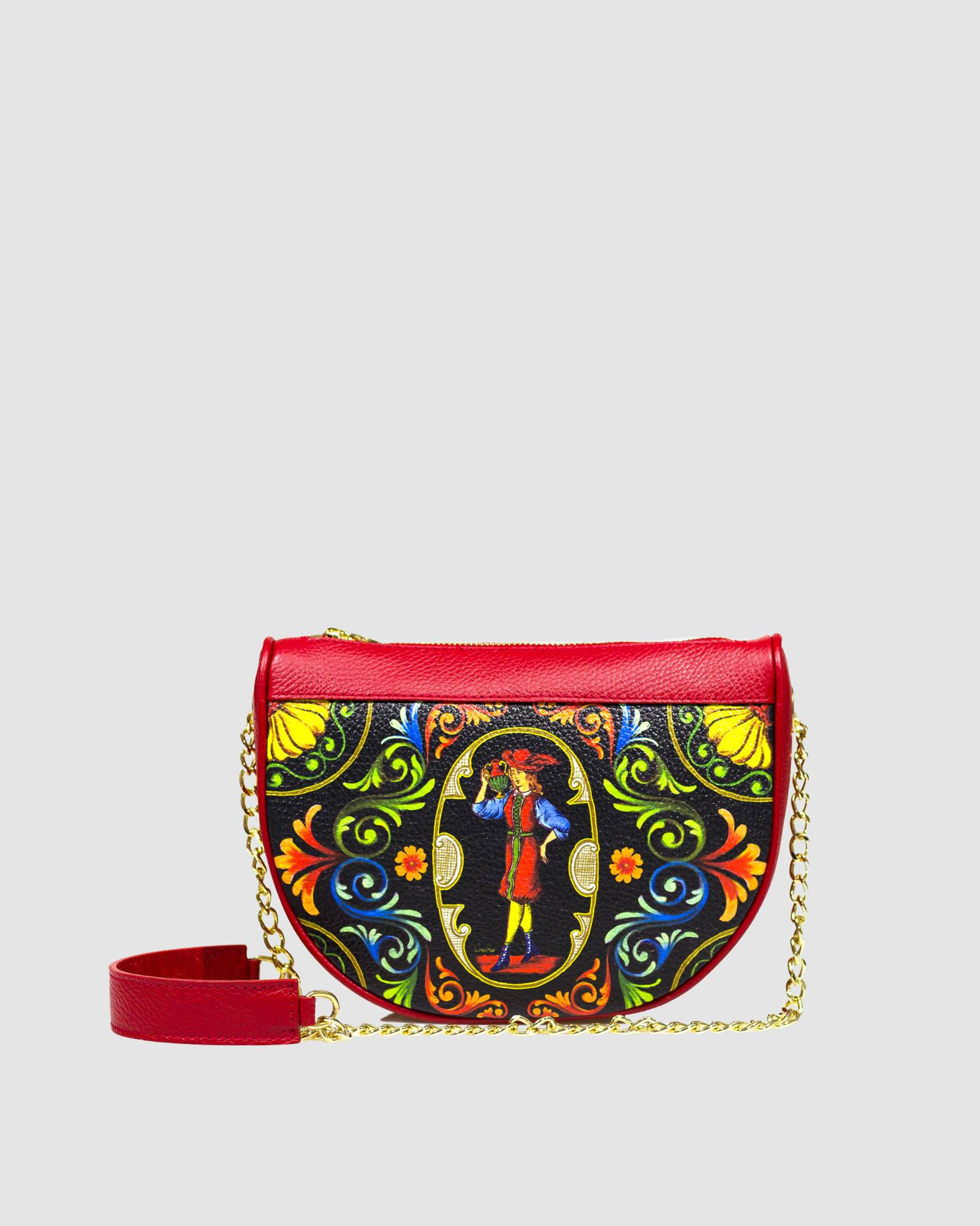 Borsa mezzaluna Donna di Coppe rossa