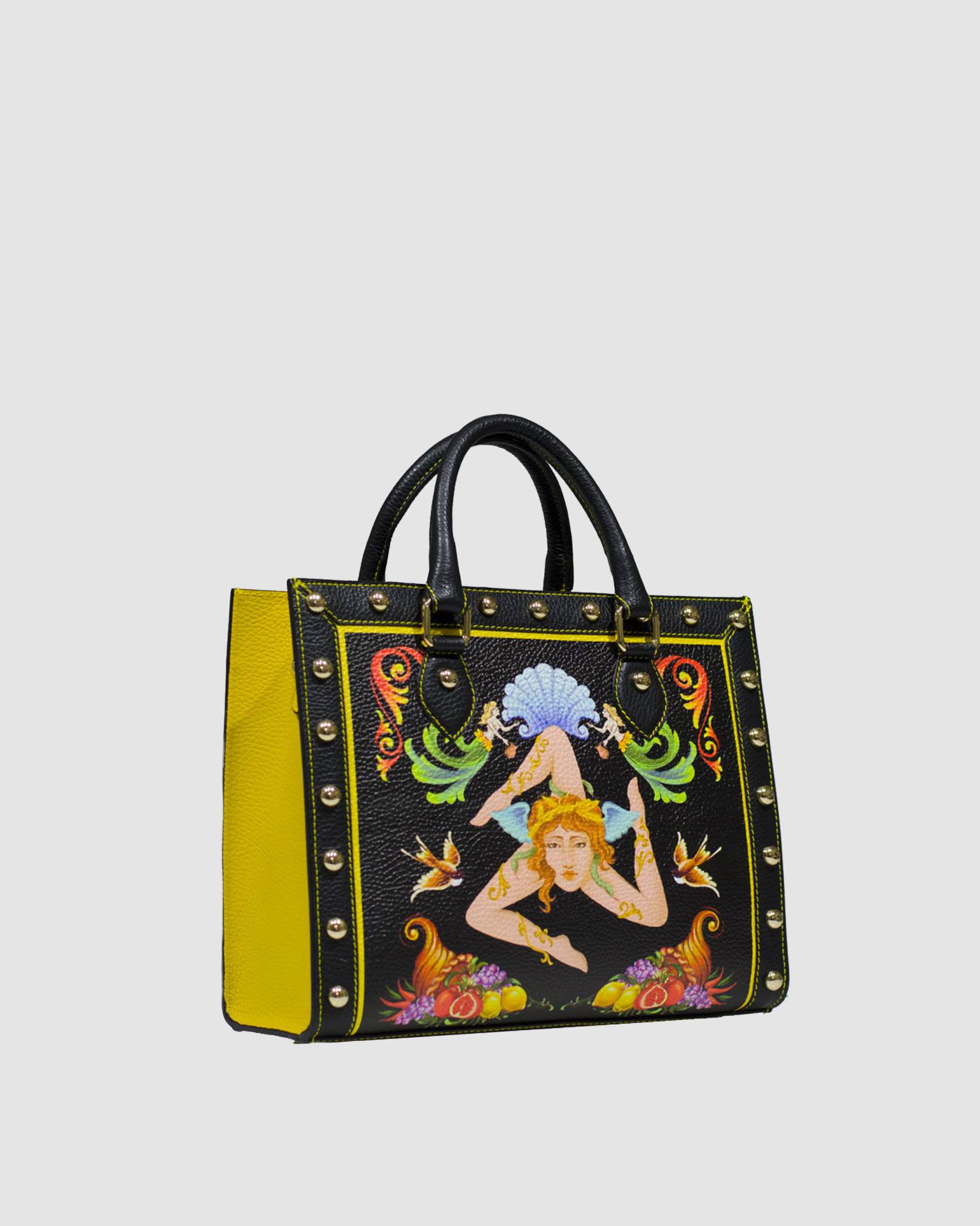 Shopping Bag small Trinacria con borchie