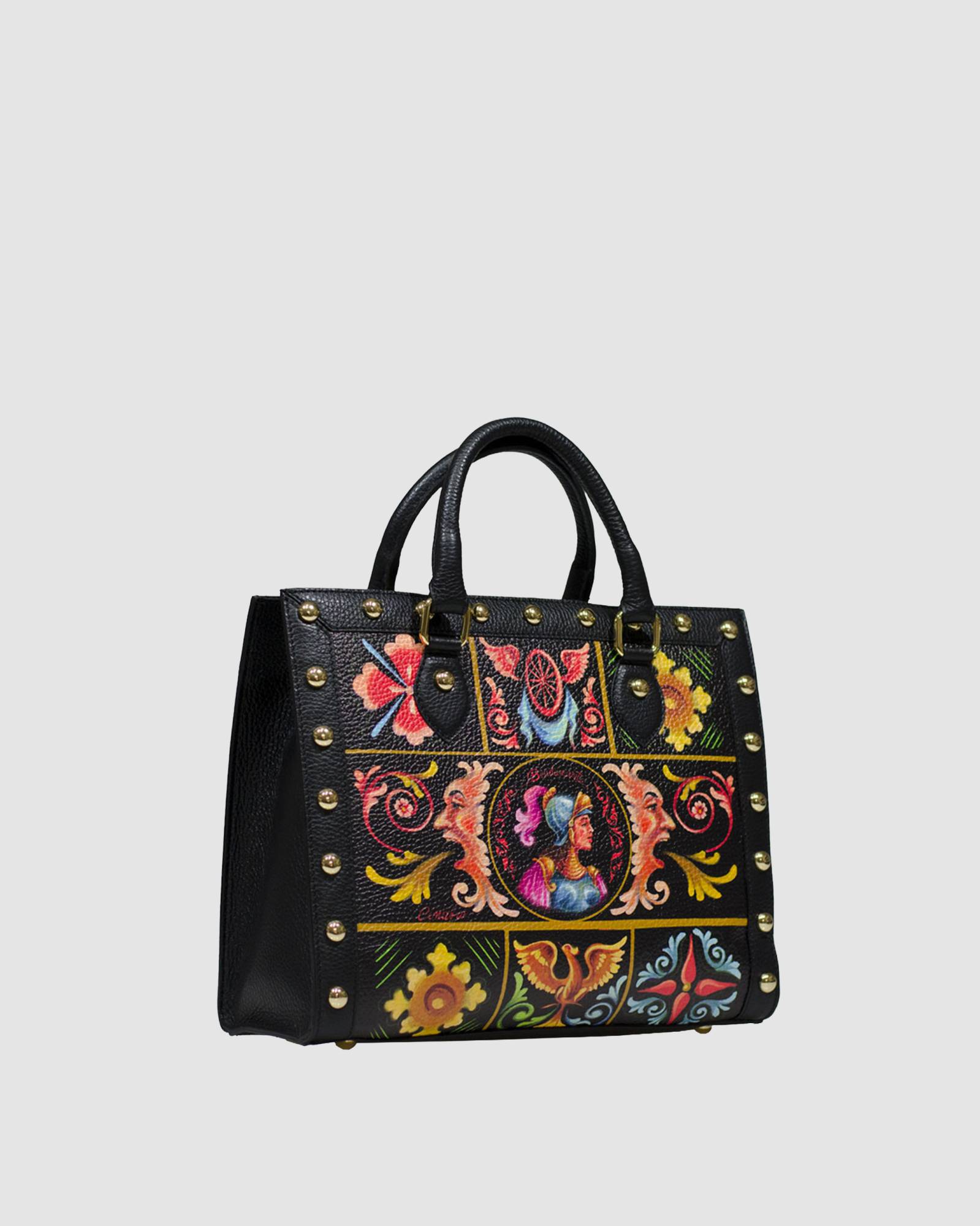 Shopping Bag small Bradamante nera con borchie