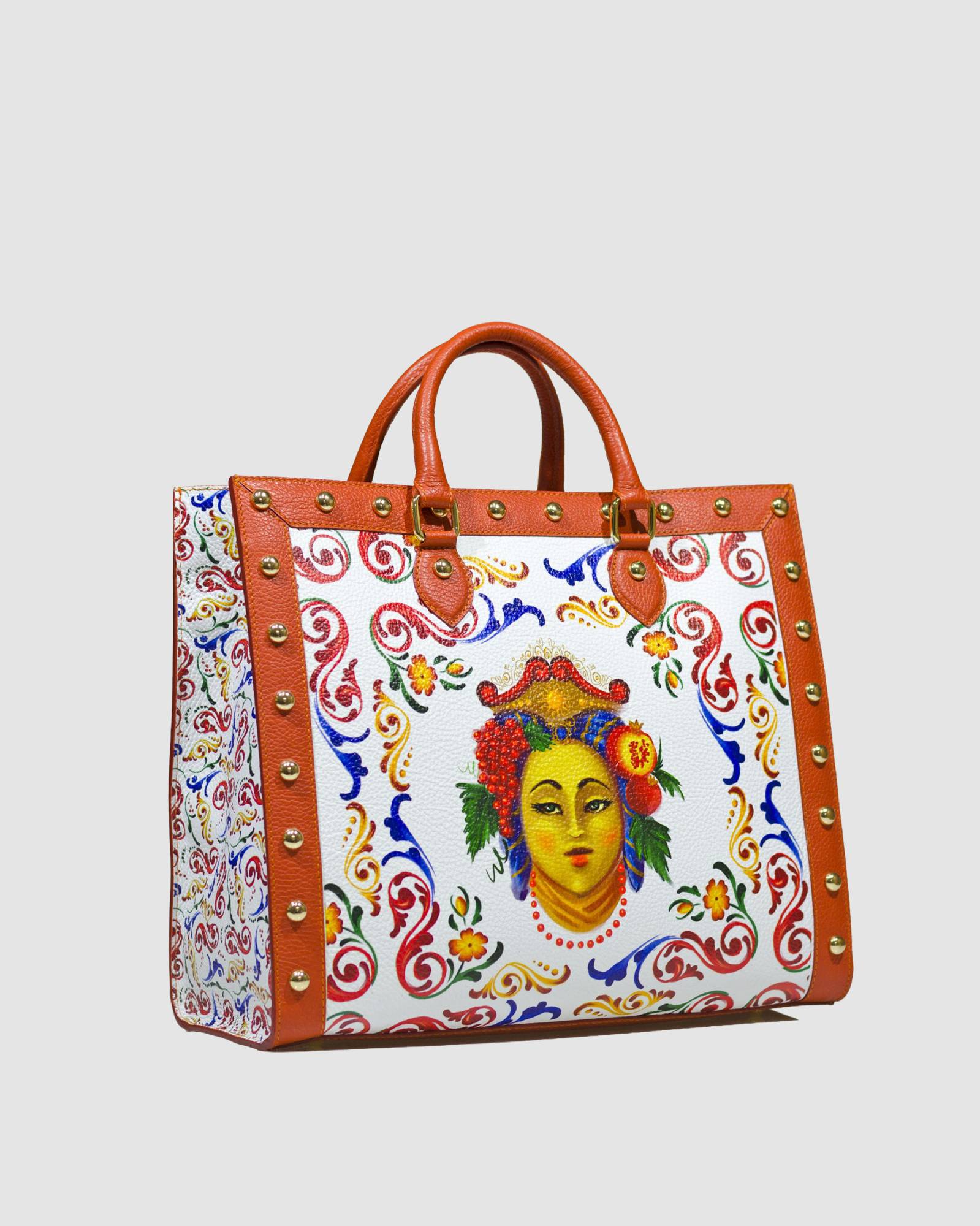 Shopping Bag Mora bianca con borchie