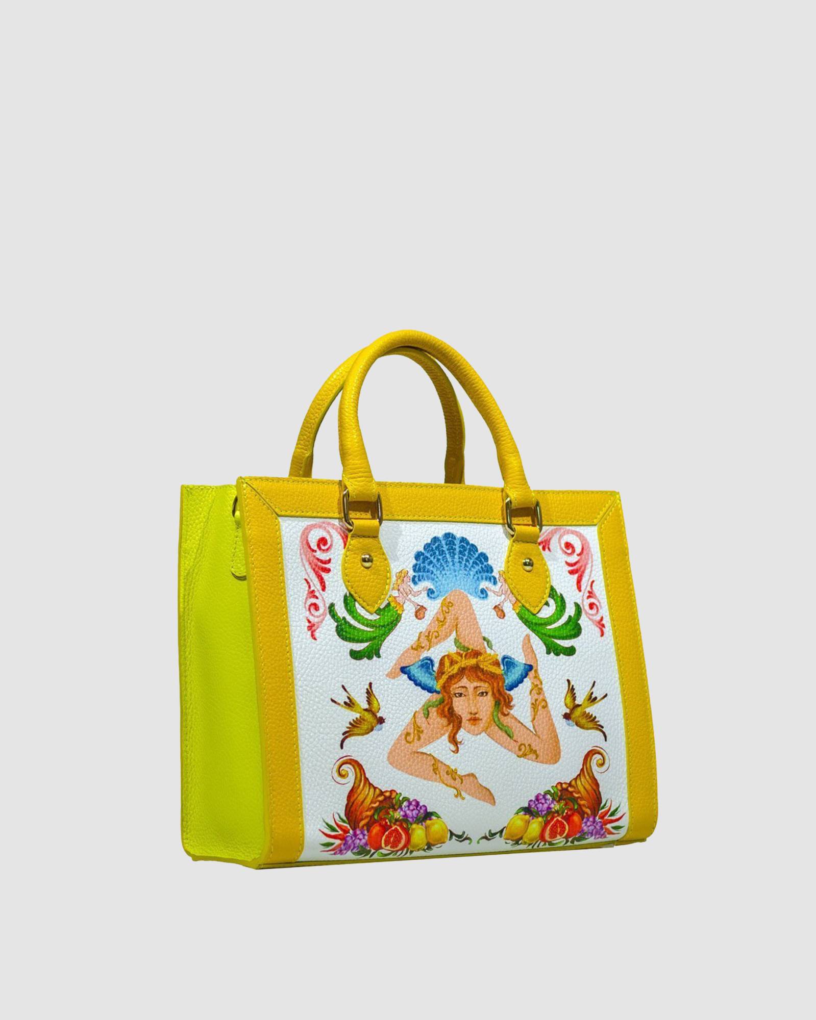 Shopping Bag small Trinacria gialla