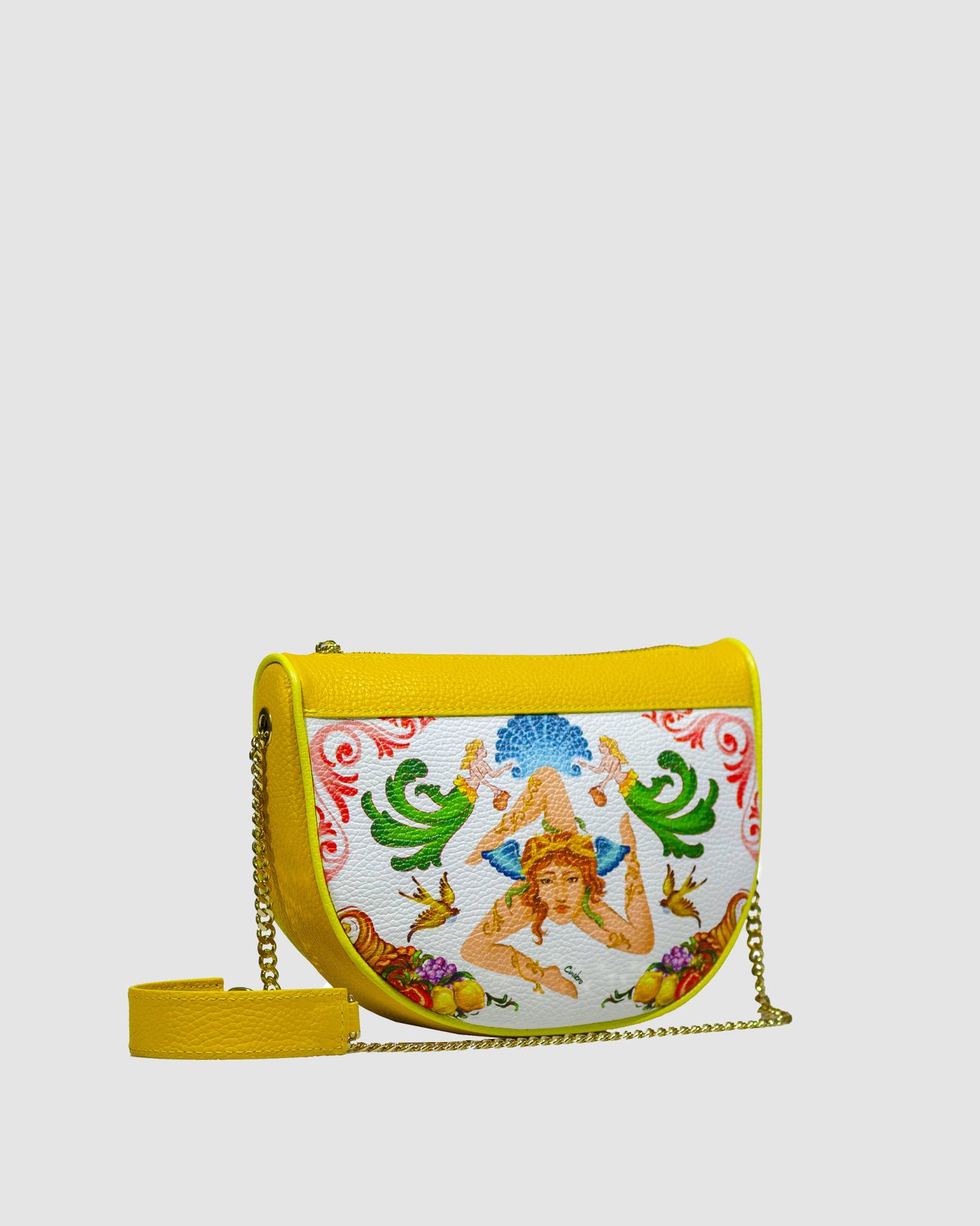 Borsa mezzaluna Trinacria gialla