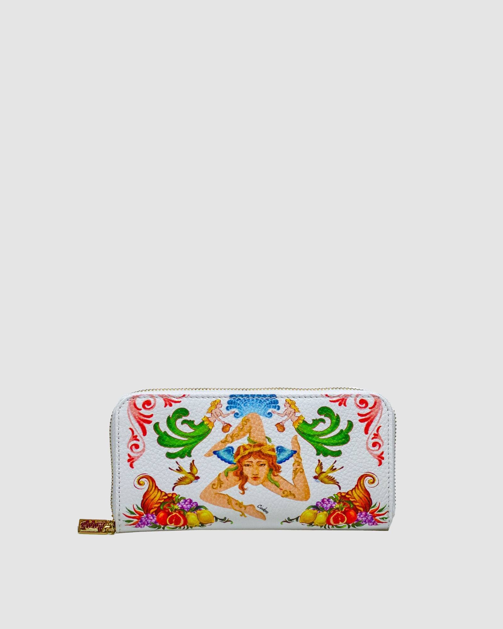 Portafoglio Trinacria bianco