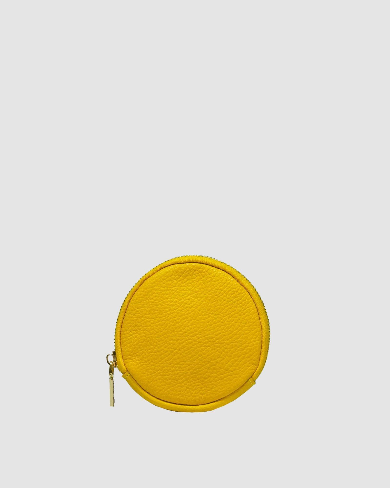 Portamonete in pelle giallo
