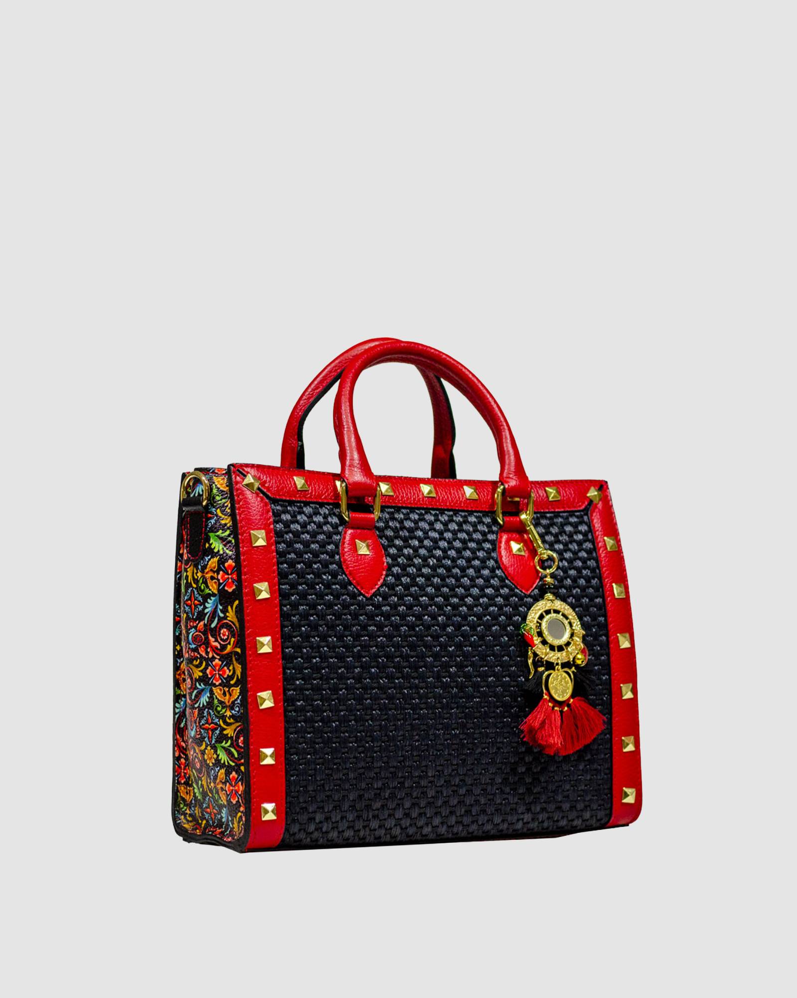 Shopping Bag small Scaramanzia in paglia nera