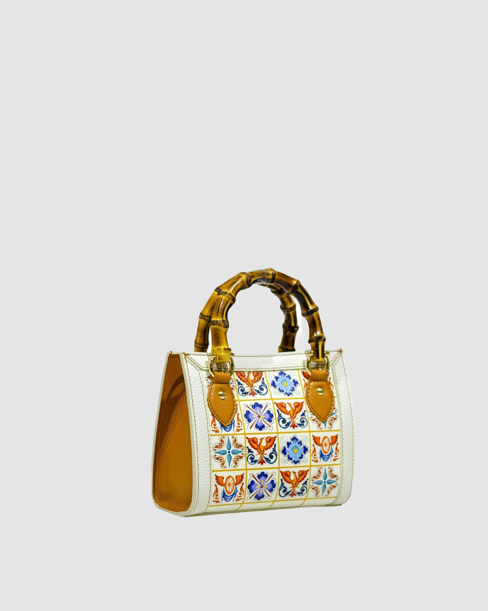 Mini Bag Scaramanzia arancio manico bamboo