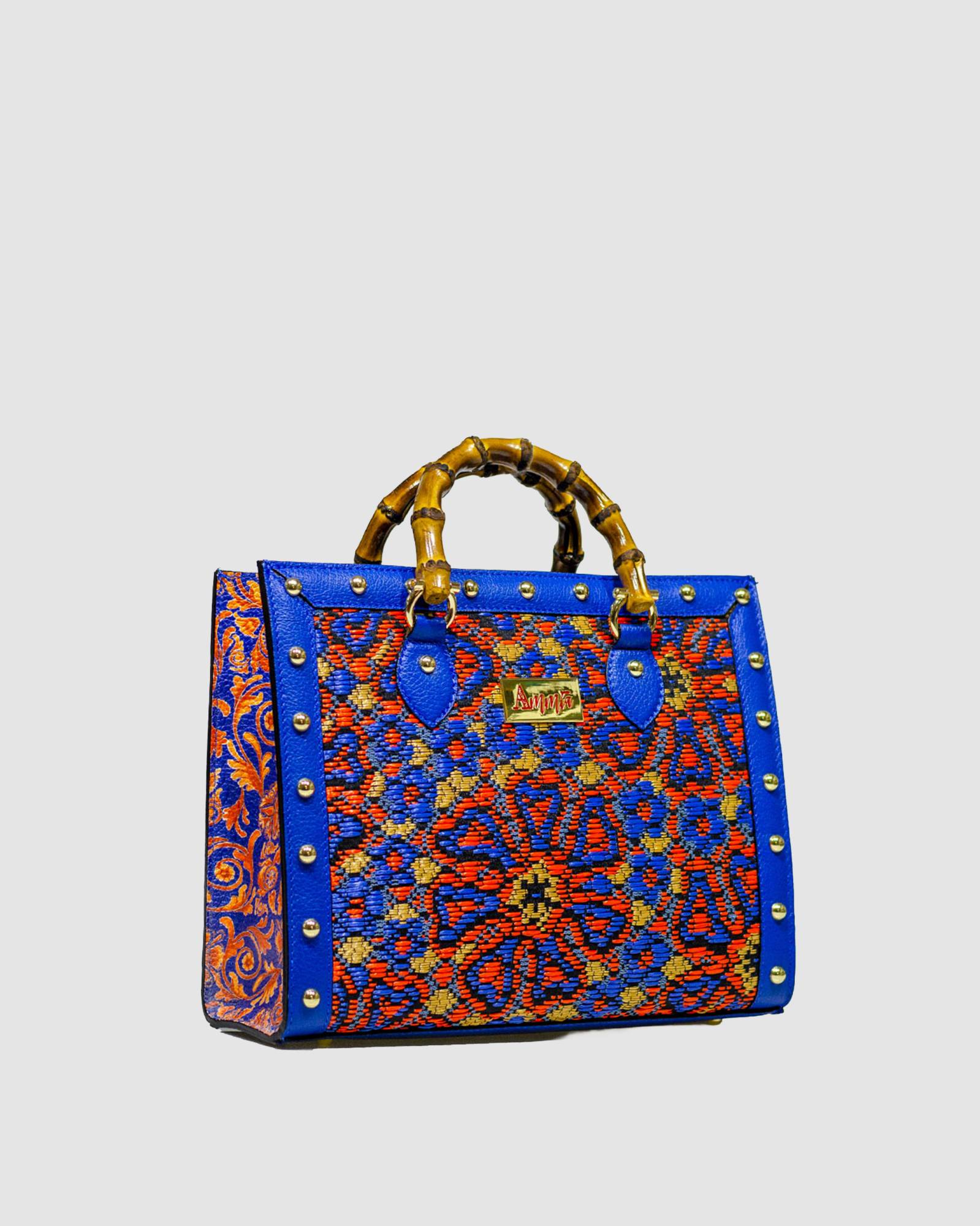 Shopping Bag small Scaramanzia in paglia a fiori