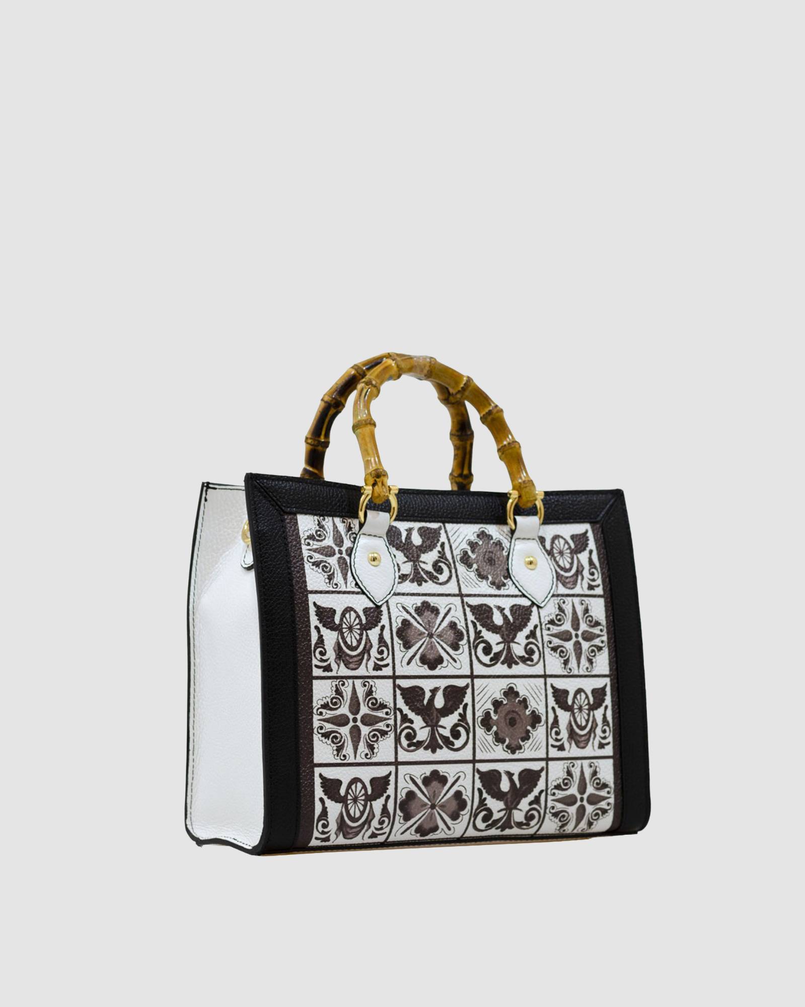 Shopping Bag small Scaramanzia manico bamboo