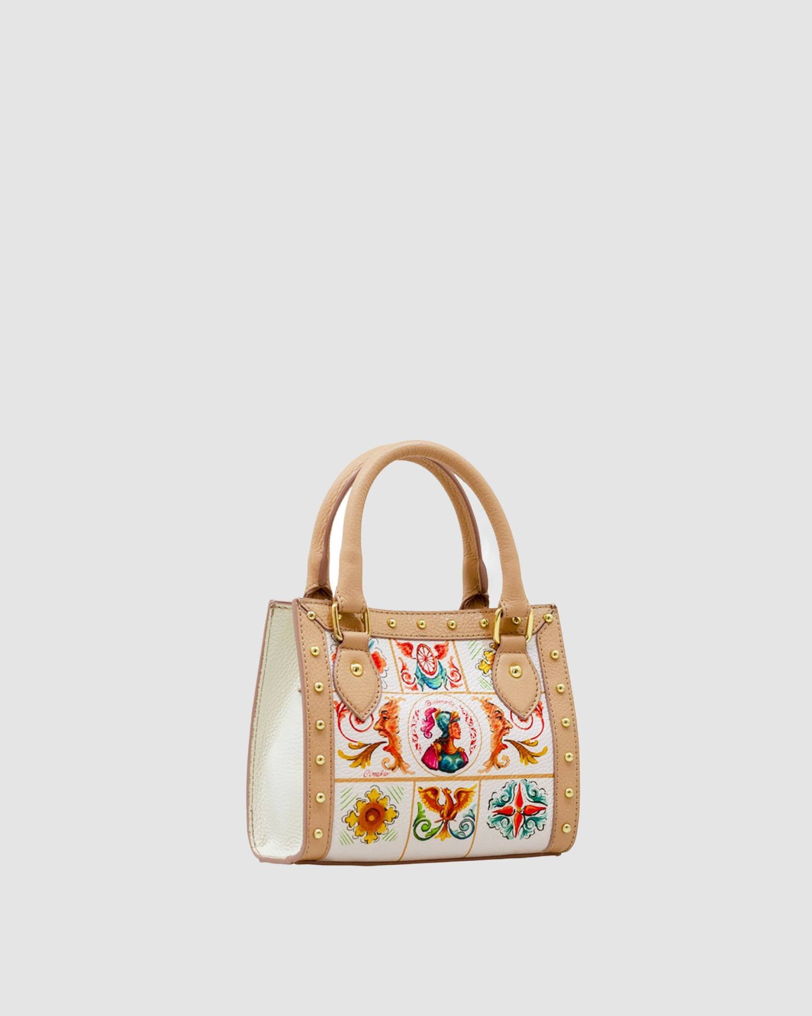 Mini bag Bradamante avorio con borchie