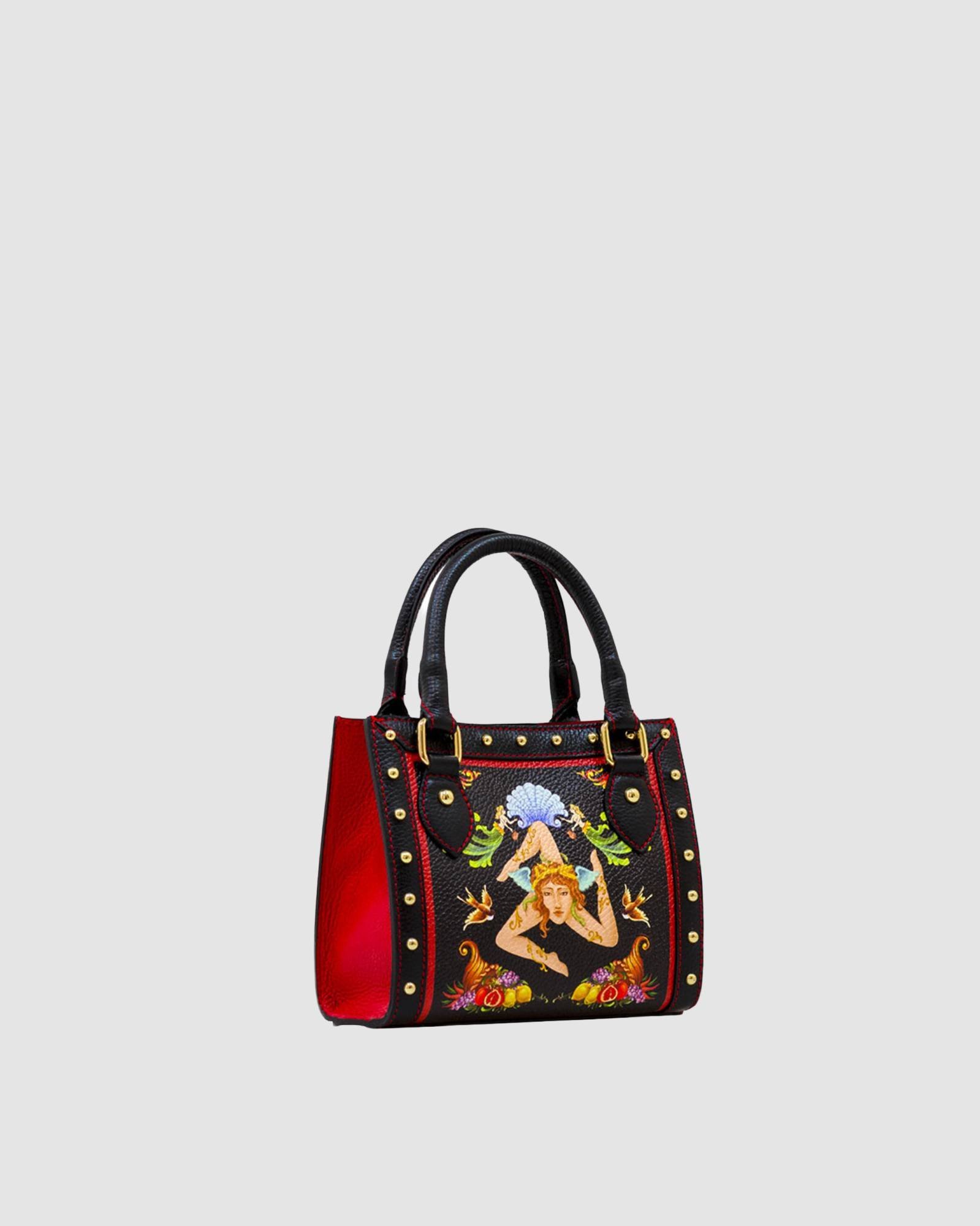 Mini bag Trinacria nera con borchie