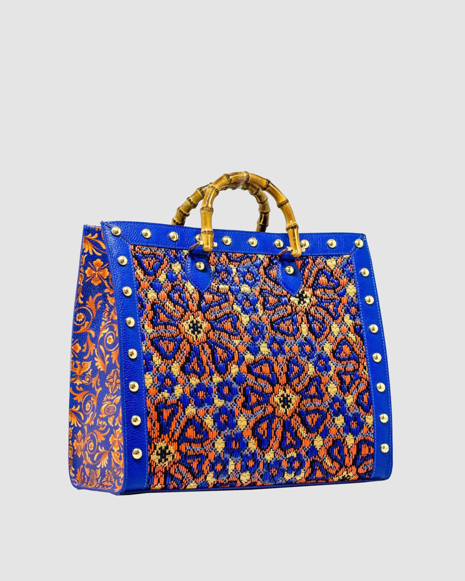 Shopping Bag Scaramanzia in paglia a fiori